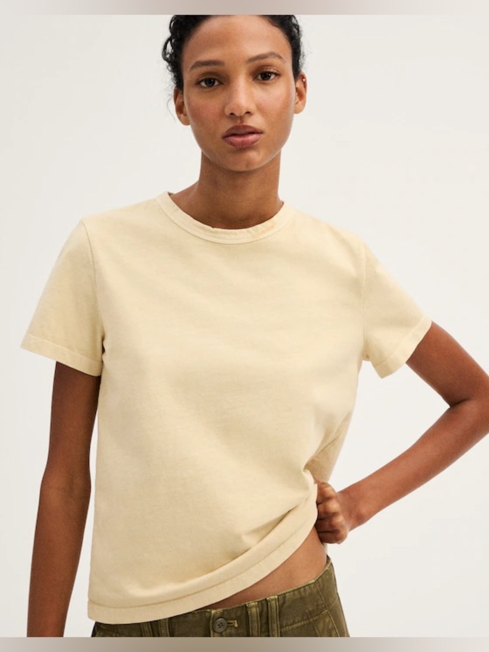 Madewell The Perfect Crewneck Tee Pale Chamois Small NWT
